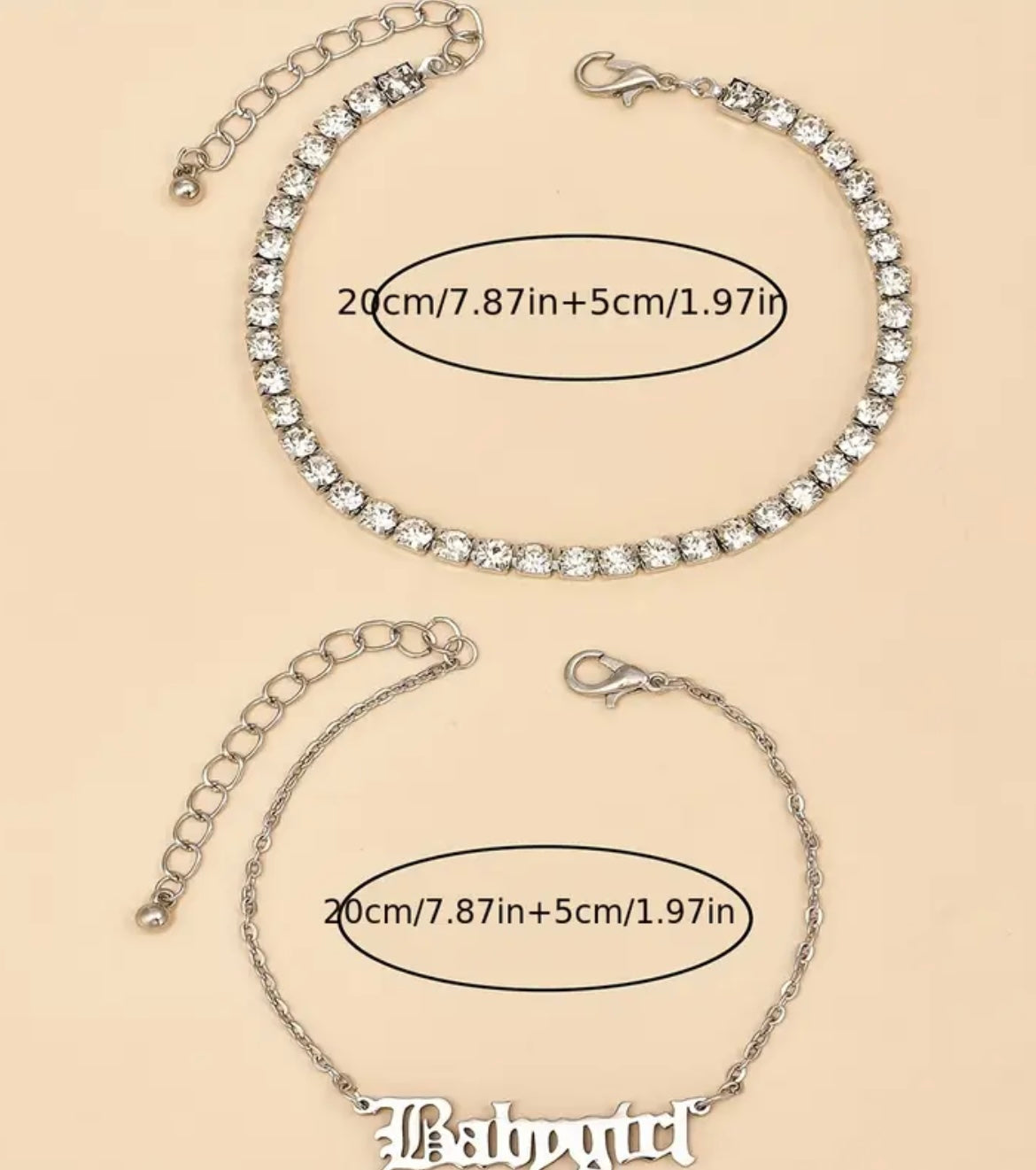 2pcs Boho Vintage Rhinestone Charm Ankle Chain Set for Party and Vacation