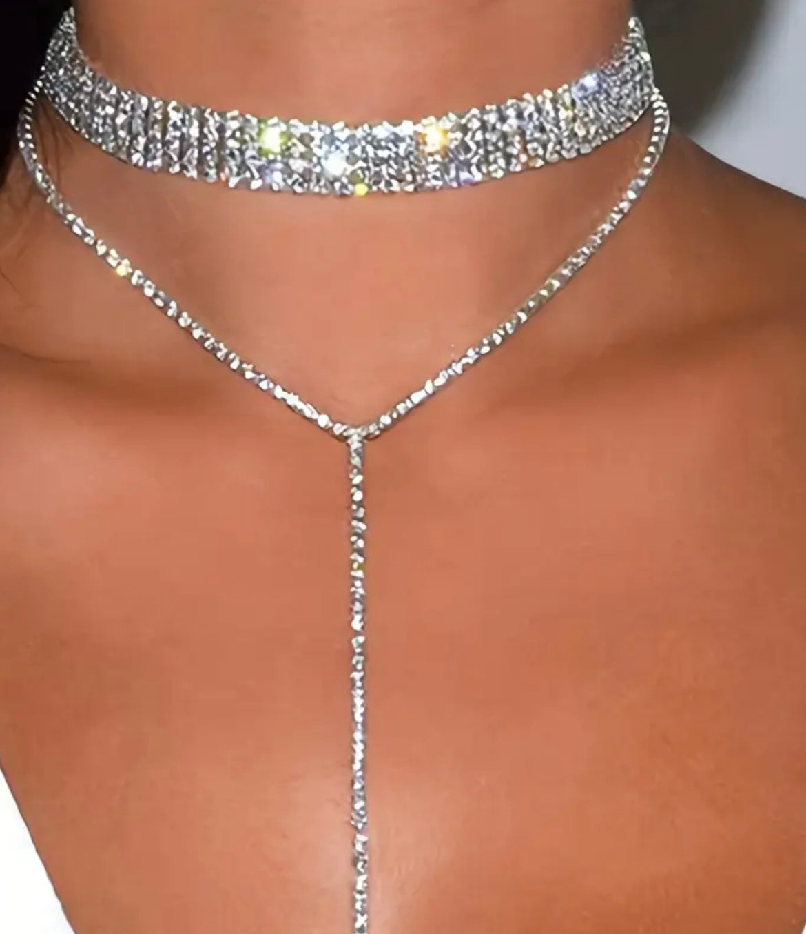 [Glamorous Crystal Necklace Elegant Multi-Layer Artificial Crystal Necklace Exquisite Shiny Clavicle Chain Jewelry for Parties, Banquets & Valentine's Day - Luxury Accessories, Fine Craftsmanship, Statement Piece