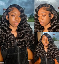 250% Density 4X4 Deep Wavy Wigs With Tiny Knots 100% Brazlilian Virgin Human Hair #1B Wave Lace Frontal Wigs Natural Color Glueless Pre Cut Wigs Pre Plucked With Baby Hair HD Transparent Lace Front Wigs For Women Long 40inch