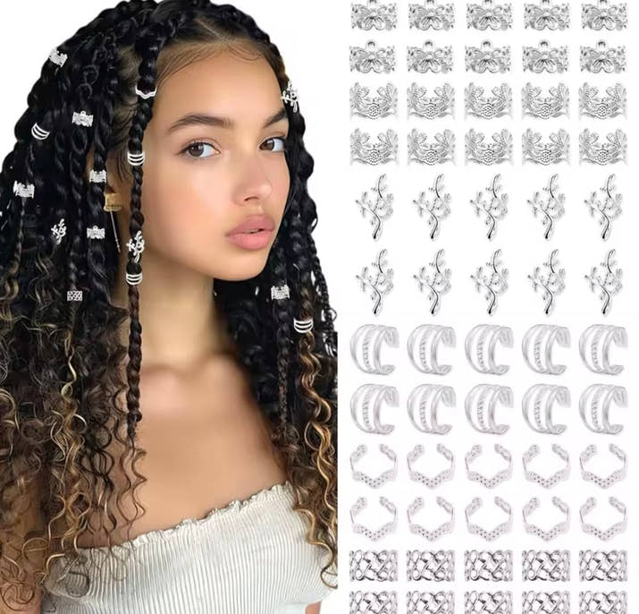 60PCS Hair Jewelry for Braids Gold Braid Clips Style Dreadlock Jewelry Metal Loc Braids Accessories Hai