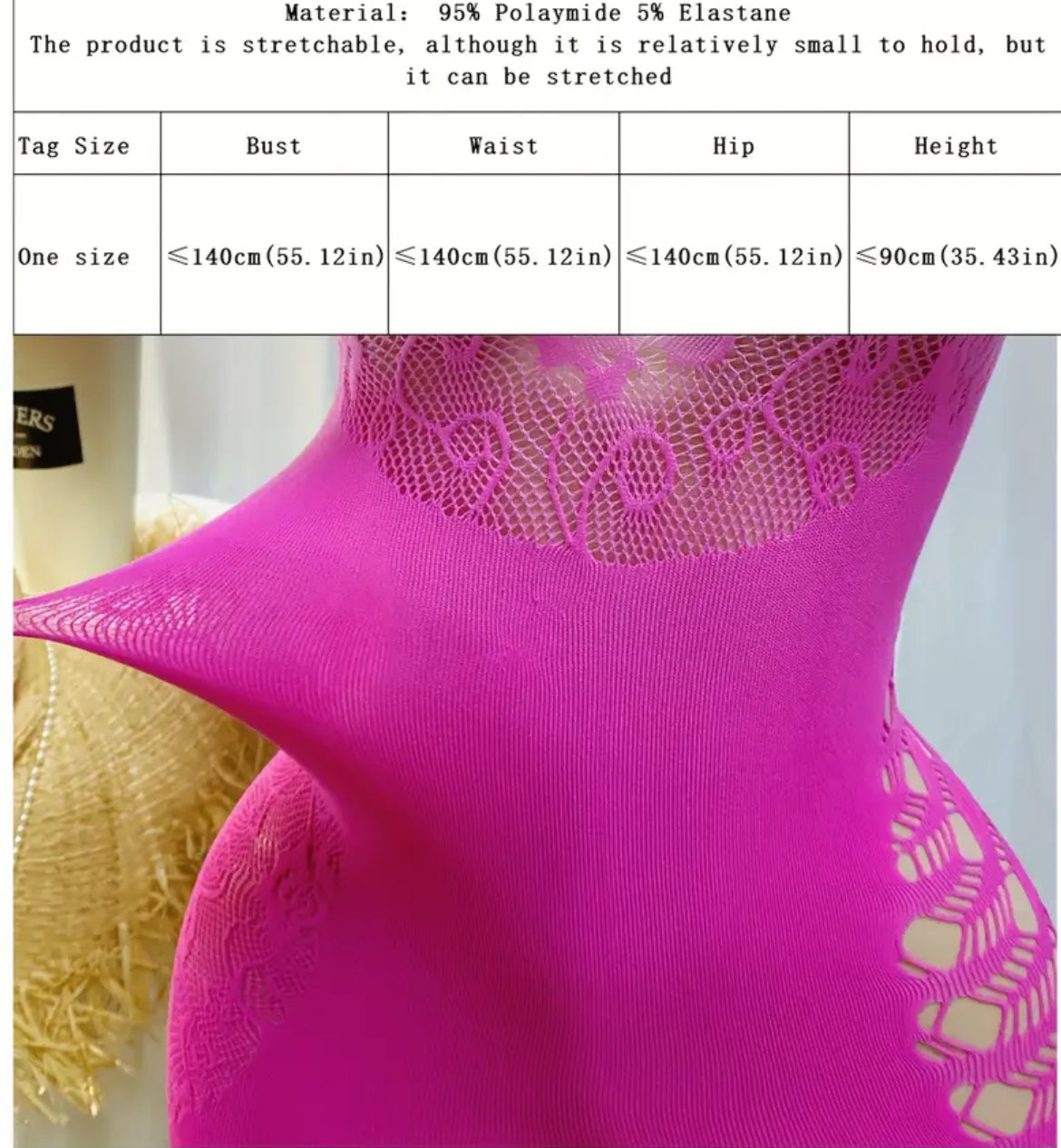 1pc Women's Sexy Fishnet Cover Up - Hollow Out Bodycon Lingerie Dress, See-Through Stretchy Swimsuit for Music Festivals & Beachwear, High Elasticity Color Summer Swimwear