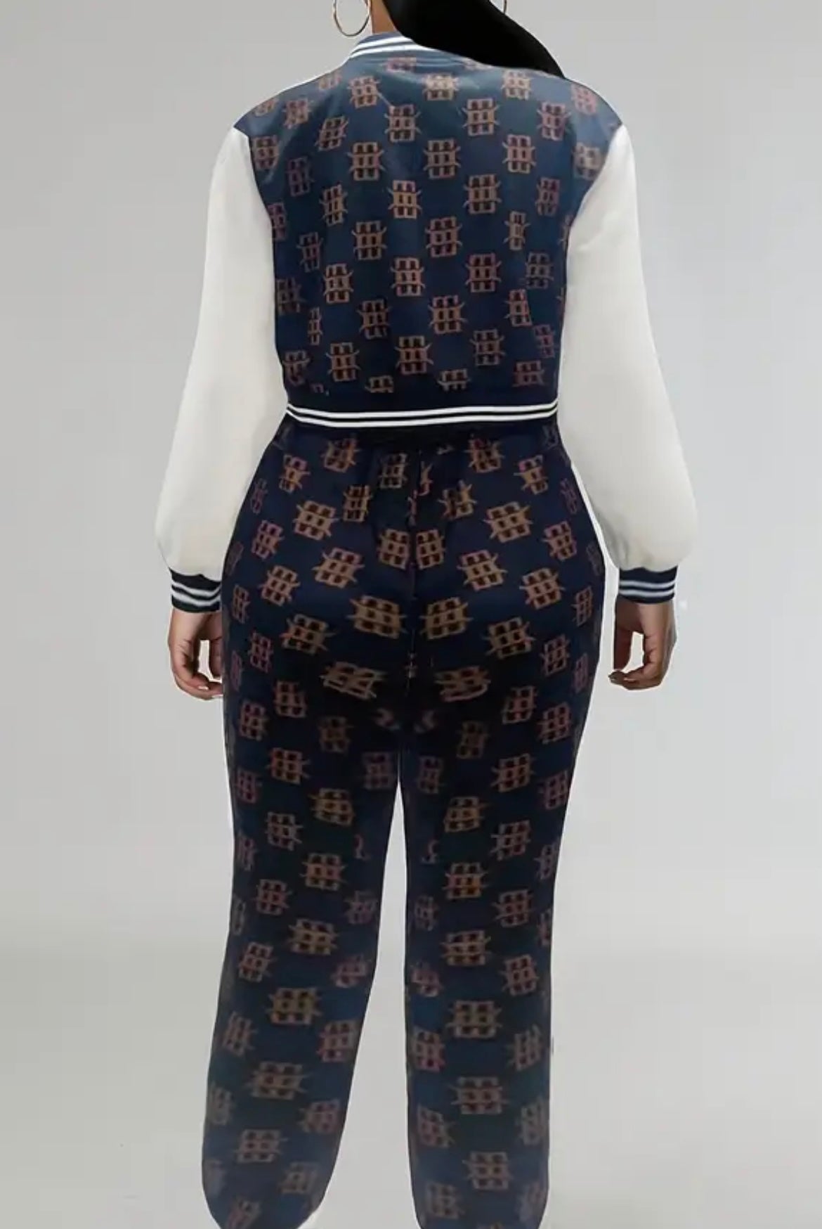 2pcs Sports Suit Set - Women's Baseball Sweatshirt and Sports Pants