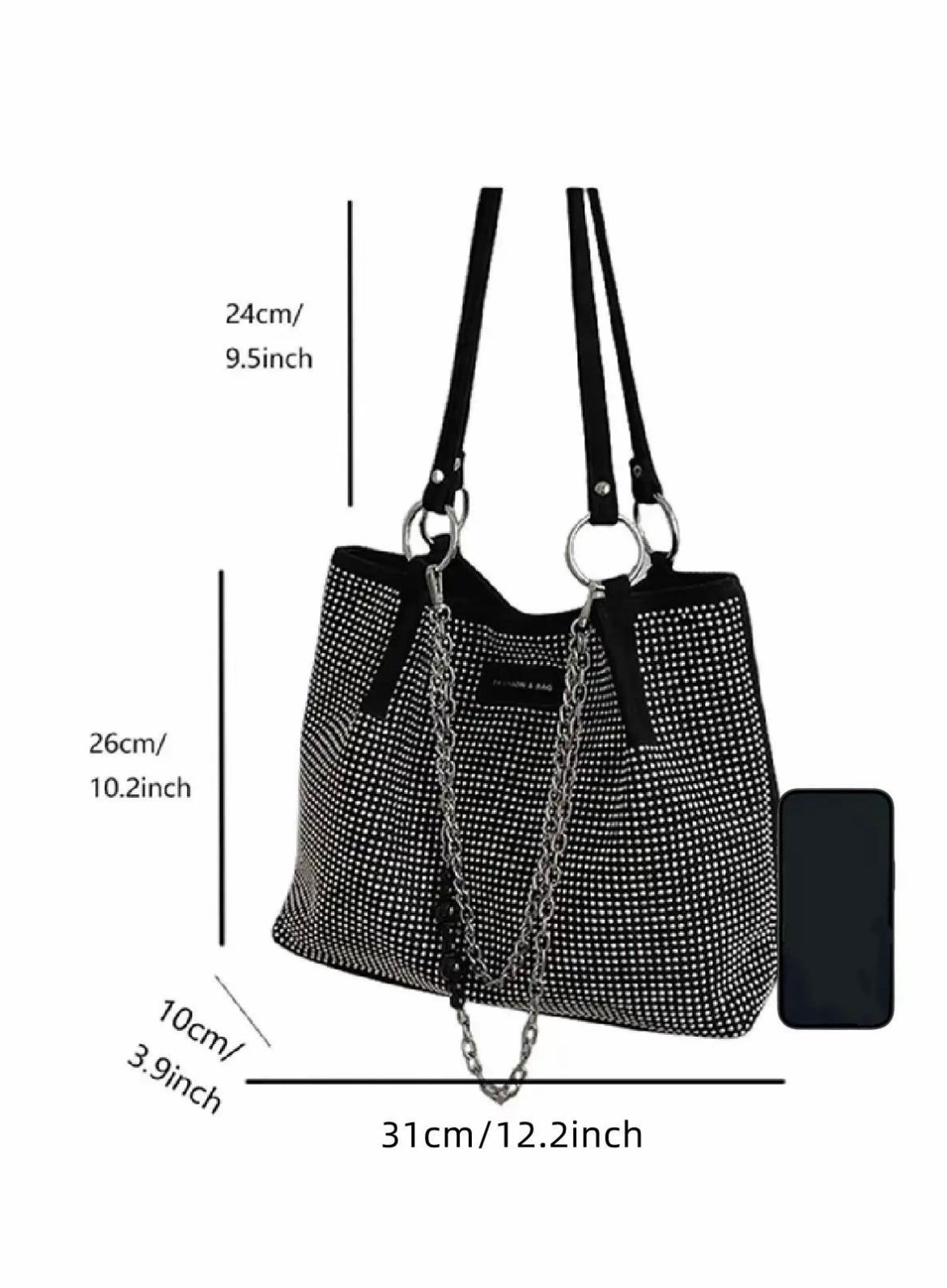 Elegant Shoulder Bag for Work & Back To School, Fashionable Chain Strap Design Large