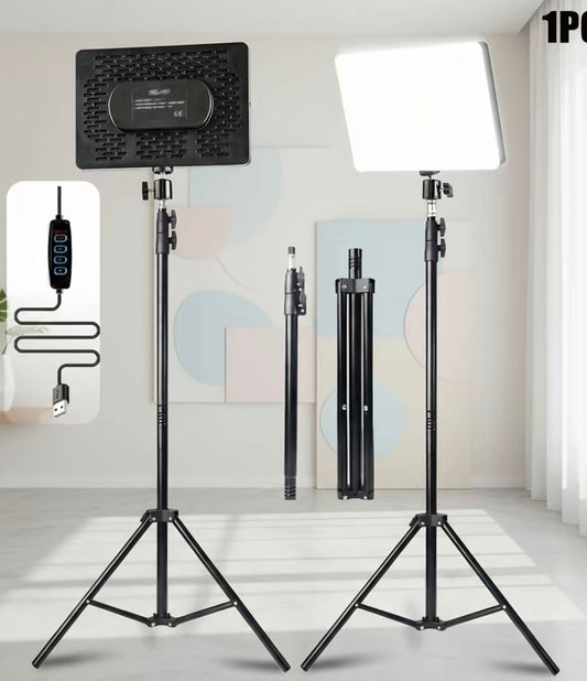 10" LED Square Light Panel with 63" Extendable Stand 3 Color 2800-6500K Studio