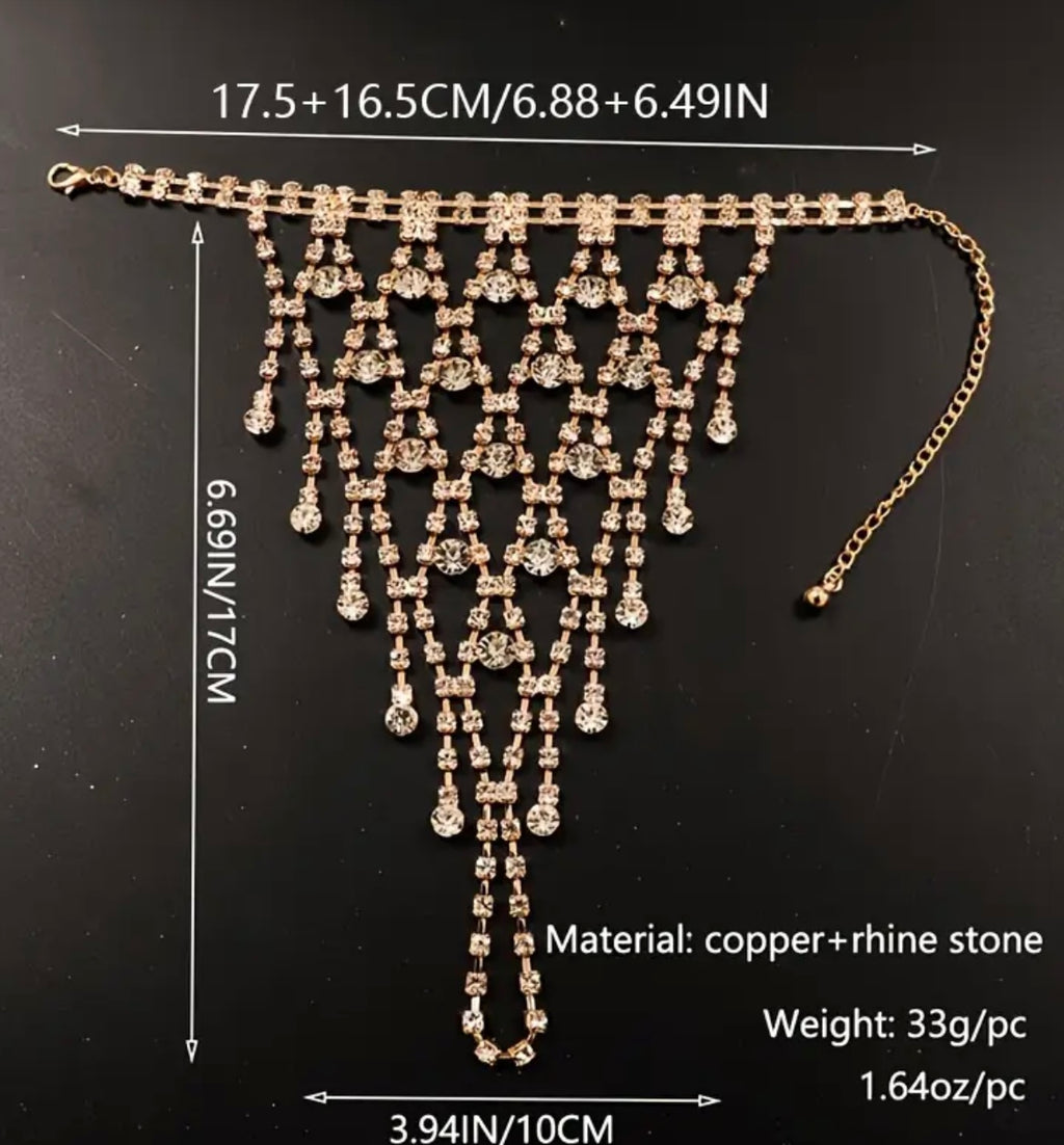 Elegant & Luxurious 18K Gold-Plated Rhinestone Hand Chain & Ring - Perfect Stylish Accessory & Gift for Women