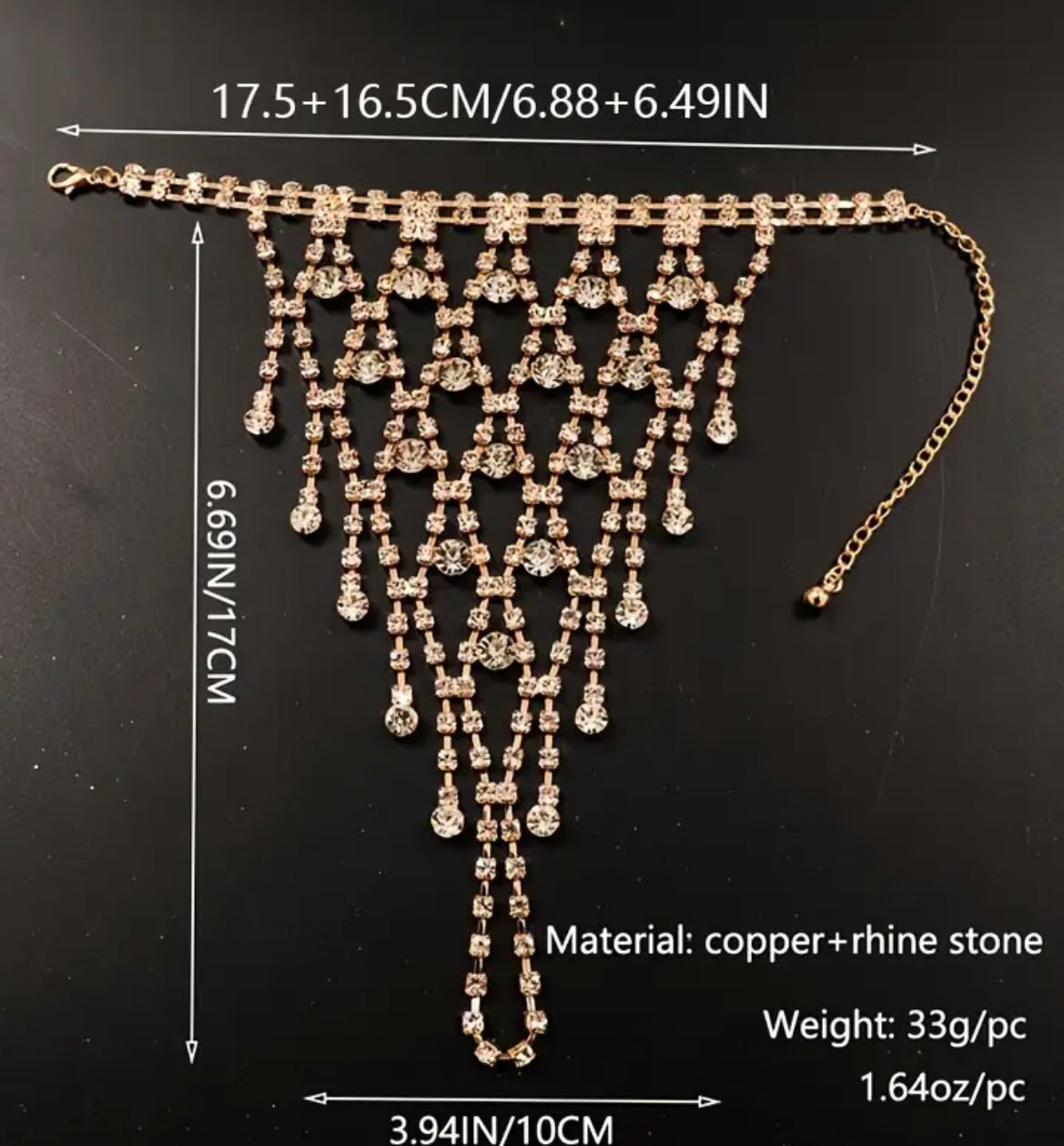 Elegant & Luxurious 18K Gold-Plated Rhinestone Hand Chain & Ring - Perfect Stylish Accessory & Gift for Women