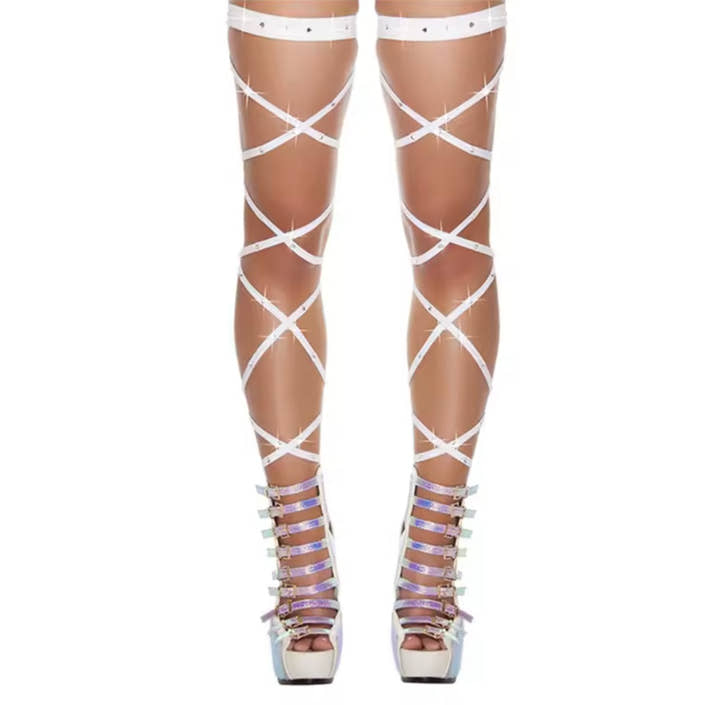 Leecabe  23CM/9inches Patent PU Bat pattern  upper  Trend fashion High Heels stripper heel Po