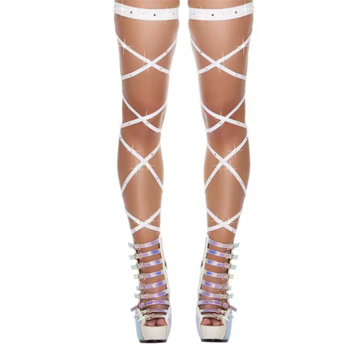 Leecabe  23CM/9inches Patent PU Bat pattern  upper  Trend fashion High Heels stripper heel Po