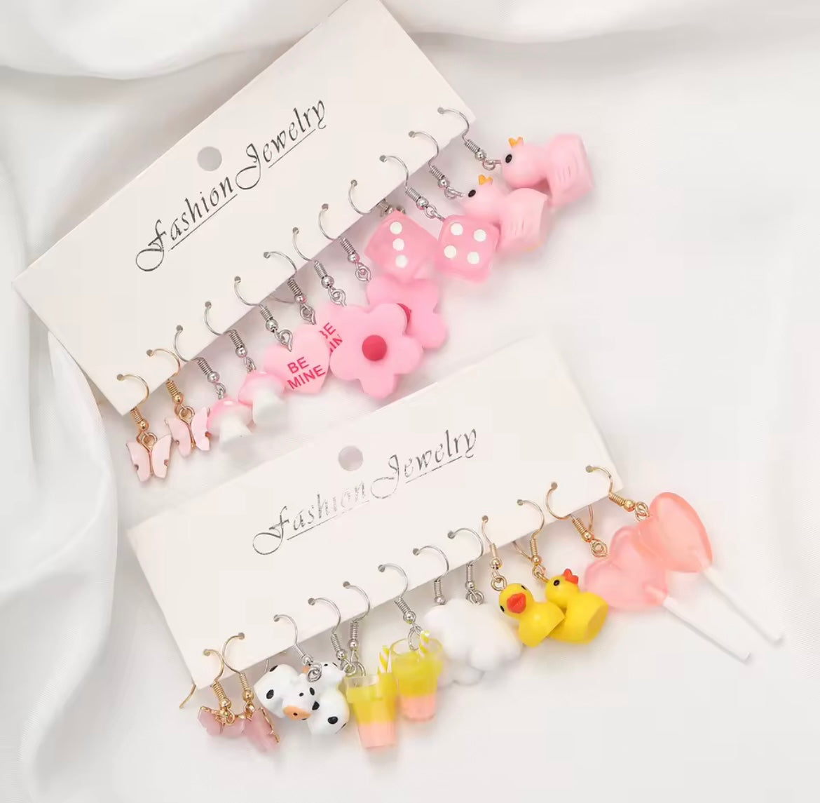 Fashion Sweet Fruit Drink Earrings Set for Women Cute Cartoon Food Ice Cream Donut Funny Resin Earring