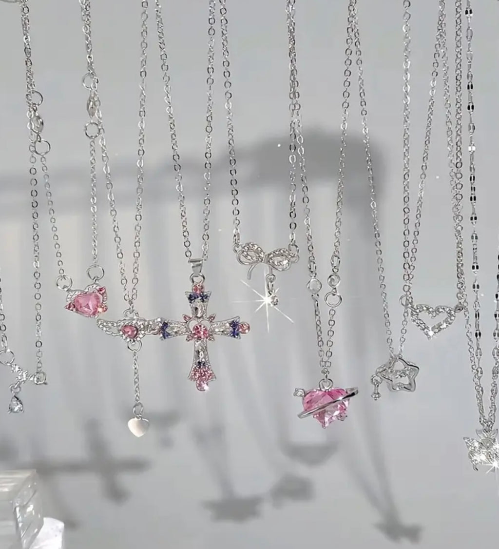 9 Stylish And Light Luxury Y2K Style Necklace Set with Geometric Pendant, Alloy Material, Suitable for Everyday Party Wear Or As a Gift to Friends