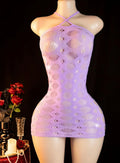 Sexy Bodystocking Lingerie Seduction Hollowed Out Flowers Printed Hot Diamond Dress Bodystocking Women Erotic Clothing Erotic One-Piece Dress Body Stockings