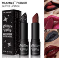 7Colors Glitter Lipstick Waterproof Long Lasting Diamond Pearlescent Metallic Lipstic