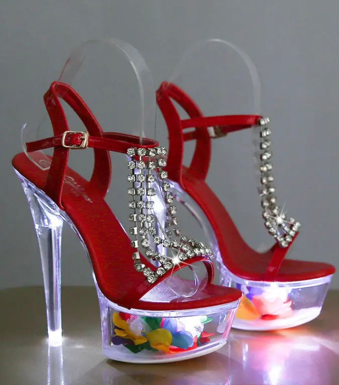 Women'S Glowing Crystal-Adorned Ultra High Heels - 5.12inch/5.91inch Stiletto Platform with Transparent PP Upper & High Quality Rubber Sole, Open-Toe Wedding & Party Shoes, Hand Washable Elegant Evening Heels for Special Occasions (Luxury Glamour)
