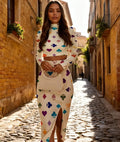2D Flat Printing Ladies' Carnival Elegant Set, Long Sleeve Hip Wrapping Skirt Two Piece Set, Christmas Fashion Long Skirt Set, Colorful Spades, Red Hearts, Plum Blossoms, Red Hearts Pattern, Suitable for Women Carnival Celebrations
