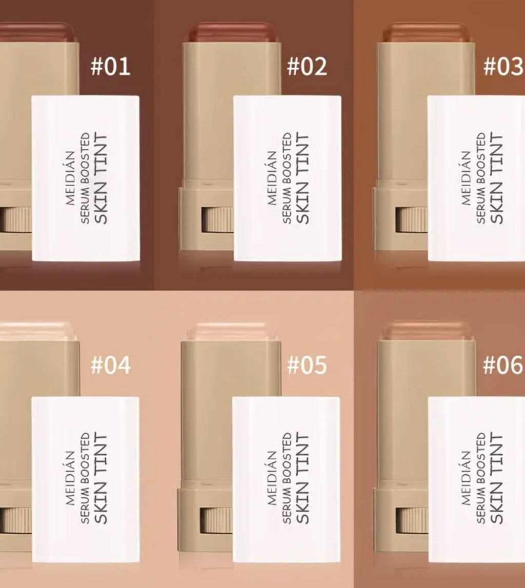 6 Shades MEIDIAN Moisturizing Tinted Foundation Stick - Buildable Matte Finish, Water-Resistant Lightweight Formula for All Light Beige Tones, Tinted Moisturizer & Face Makeup for Everyday Natural Glow