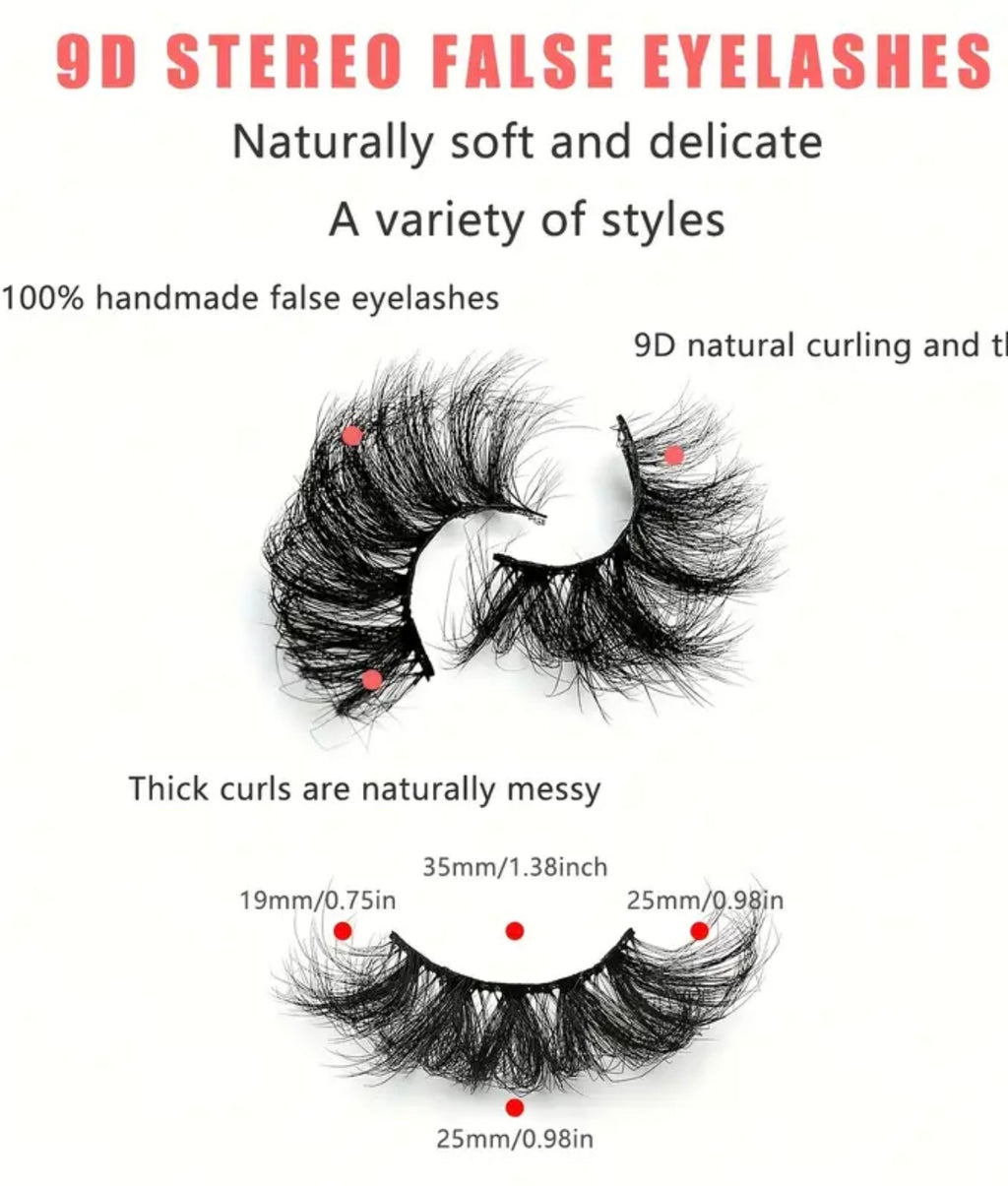7 Pairs 25mm False Eyelashes Fluffy Soft Thick Doll Eye Cat Eye Dramatic False Eyelashes Natural Eye Makeup