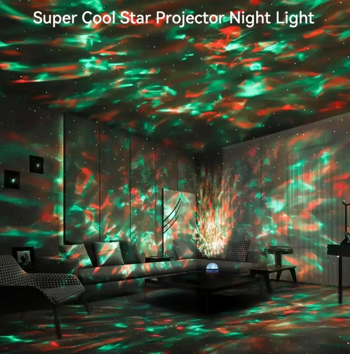 [Water Wave Star Lamp] YETHKE Water Wave Star Projection Lamp | 16 Color Changing LED, Dimmable, USB Powered | Circuit Automation, Ideal for Game Rooms, Bedrooms, Living Rooms, Party Venues