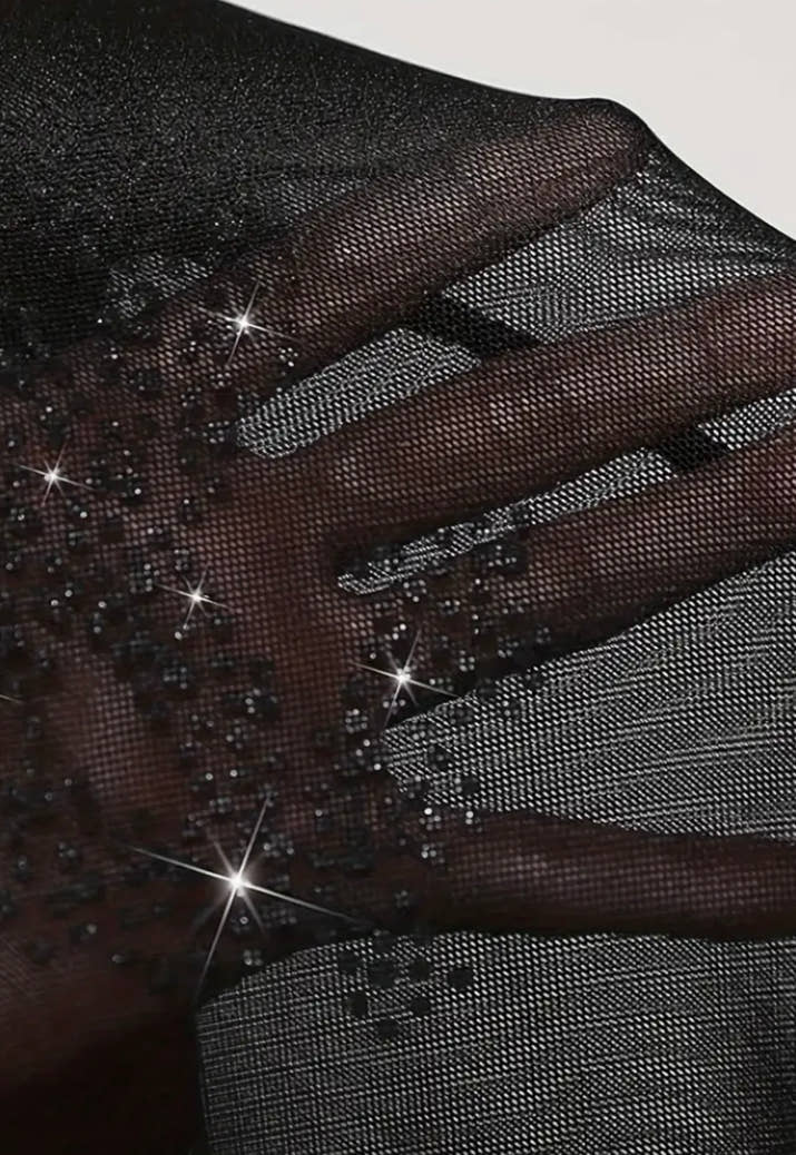 Sexy rhinestone dollar pattern mesh slim fit dress (no underwear set)