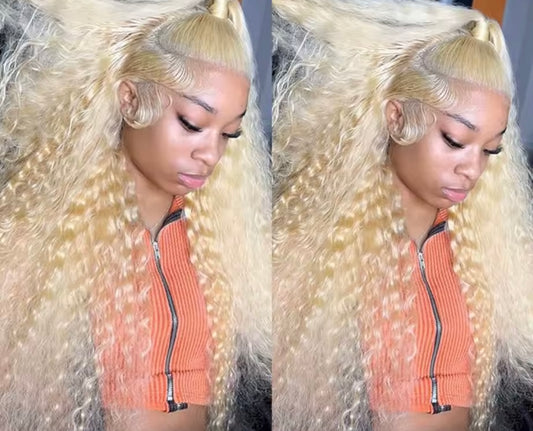 13x4 13x6 360 HD Transparent 613 Lace Frontal Wig Honey Blonde Color Brazilian Raw Body Wave Lace