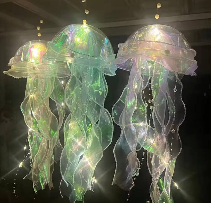 5PCS Jellyfish Bedroom Night Light Lamp Button Battery Hanging Atmosphere Decoration Lamp