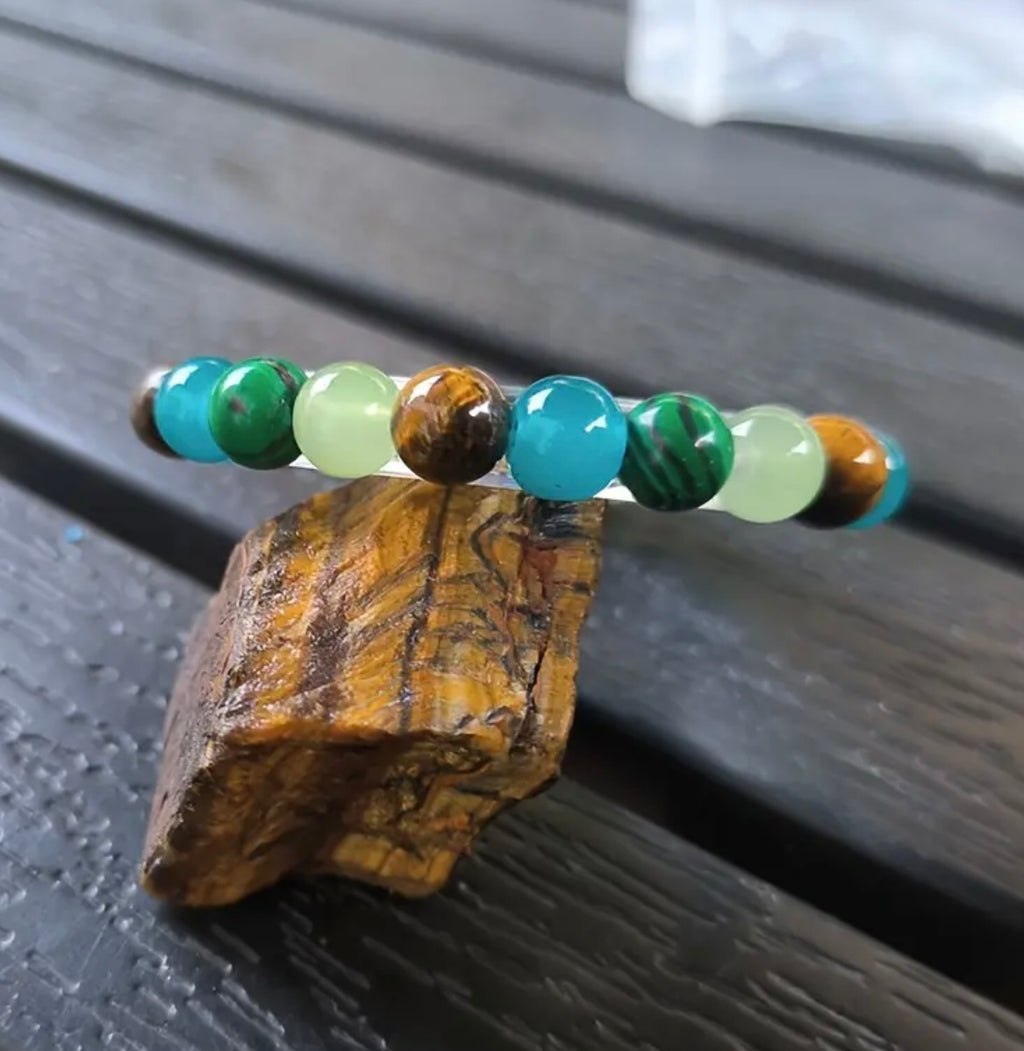 Vintage Boho Style Natural Stone Bracelet - Wealth Attraction, Good Luck Charm, Real Stone Beads, Daily Wear Accessory, Valentine'S Day Gift, All-Season Jewelry, Bracelet