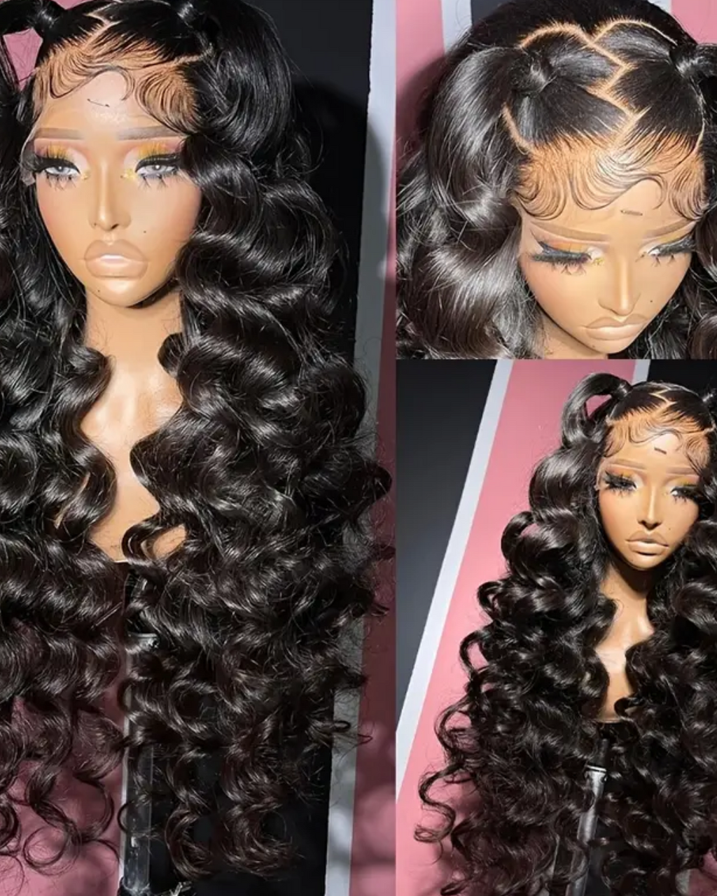 250% Density 4X4 Deep Wavy Wigs With Tiny Knots 100% Brazlilian Virgin Human Hair #1B Wave Lace Frontal Wigs Natural Color Glueless Pre Cut Wigs Pre Plucked With Baby Hair HD Transparent Lace Front Wigs For Women Long 40inch