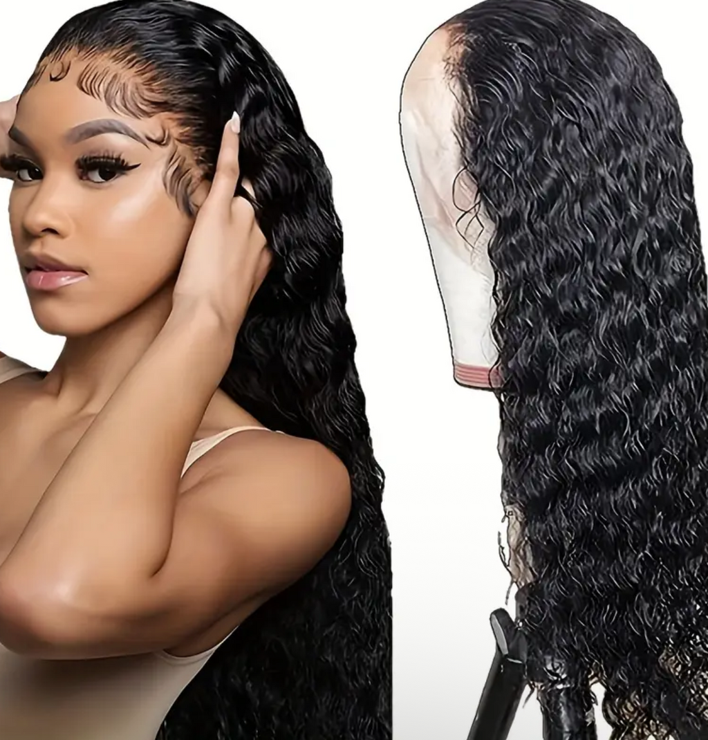 16/26 Inch Lace Front Wig - Pre-Stretched 180% Density Brazilian Wet Curls, Lace Front Wig, Pre-Stretched Water Wave Hair, Women'S Deep Wave Lace Wig, Soft And Breathable, Ideal for Everyday And Halloween, for Beauty
