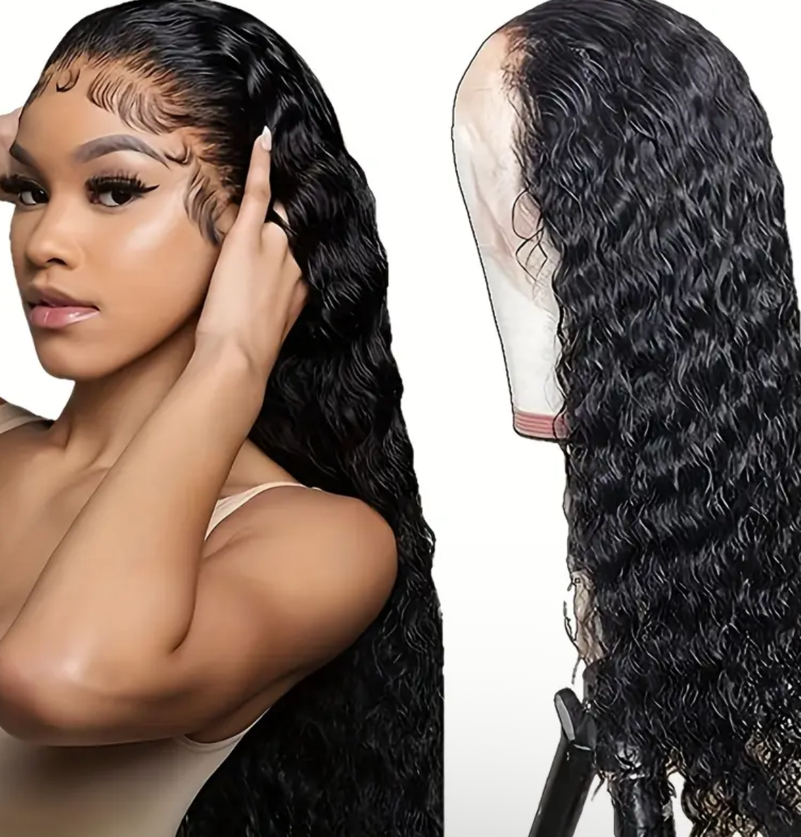 16/26 Inch Lace Front Wig - Pre-Stretched 180% Density Brazilian Wet Curls, Lace Front Wig, Pre-Stretched Water Wave Hair, Women'S Deep Wave Lace Wig, Soft And Breathable, Ideal for Everyday And Halloween, for Beauty