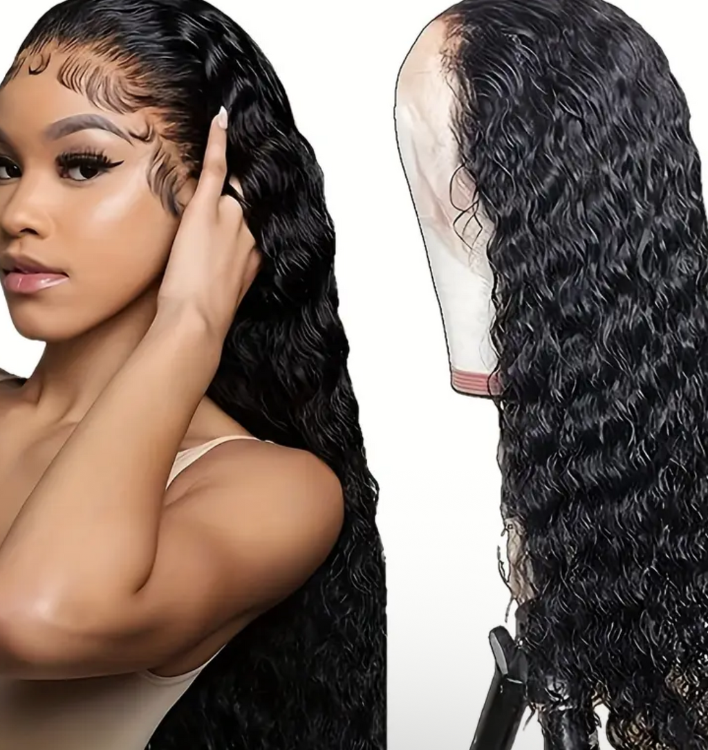 16/26 Inch Lace Front Wig - Pre-Stretched 180% Density Brazilian Wet Curls, Lace Front Wig, Pre-Stretched Water Wave Hair, Women'S Deep Wave Lace Wig, Soft And Breathable, Ideal for Everyday And Halloween, for Beauty