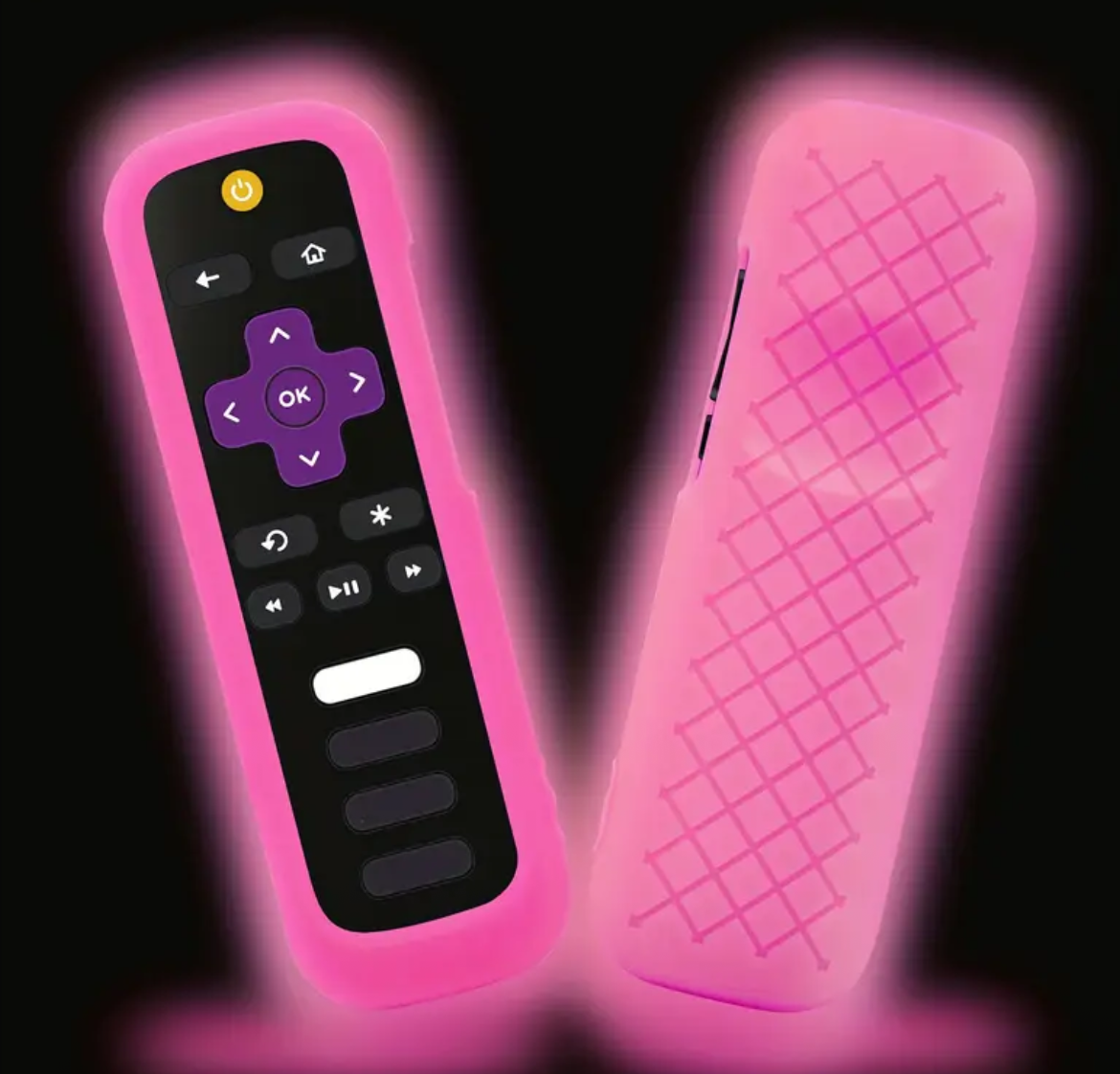 [Roku TV | Glow in Dark] Roku TV | 1pc Glow in the Dark Silicone Remote Cover, Compatible with TCL Hisense Roku TV Steaming Stick 4K 4K+ Voice Remote, Universal Protective Battery Cover, 2022 Model, Uncharged, No Battery Included