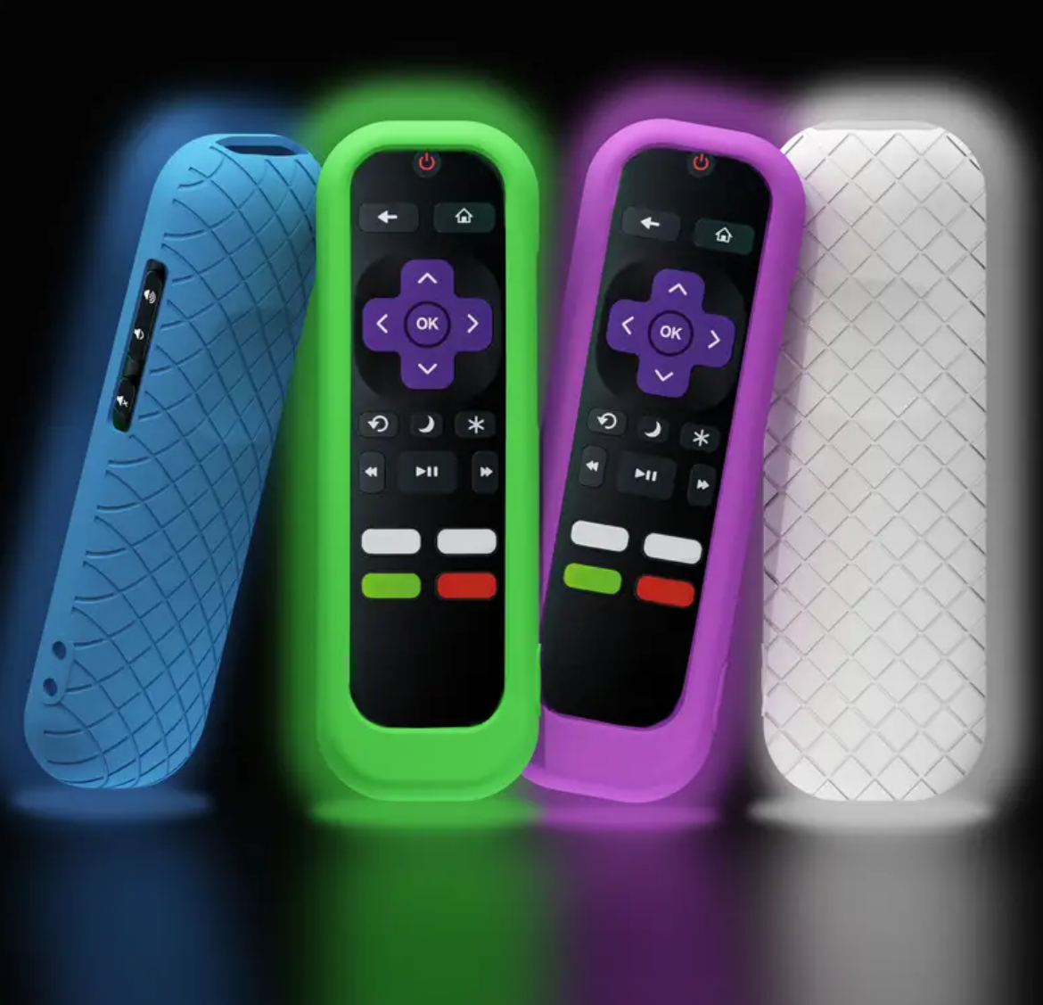[Roku TV | Glow in Dark] Roku TV | 1pc Glow in the Dark Silicone Remote Cover, Compatible with TCL Hisense Roku TV Steaming Stick 4K 4K+ Voice Remote, Universal Protective Battery Cover, 2022 Model, Uncharged, No Battery Included