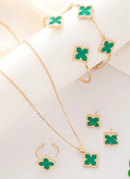 6pcs KC Golden-Plated Clover Jewelry Set - Elegant Matching Earrings,Bracelet & Ring with Clover Flower Charms, Daily Wear, (Year-Round) - Affordable Luxury Suitable for Daily & Special Occasions