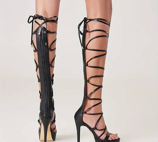 Women'S Ultra-High Stiletto Heel Sandals - Open Toe Ankle Strap with Zipper Closure, Pointed Toe & Cross Strap Design, Synthetic Cover