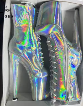 Super High Nightclub Waterproof Platform Strappy 20cm/8Inch Women Ankle Boots Sexy Knight Short Boots Pole Dance Stripper Heel