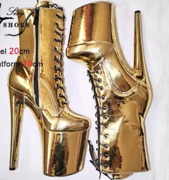 Super High Nightclub Waterproof Platform Strappy 20cm/8Inch Women Ankle Boots Sexy Knight Short Boots Pole Dance Stripper Heel