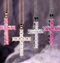 New fashion necklaces, pendants for women, multicolor gold crystal Jesus cross pendant for women, party necklace, leisure jewelry