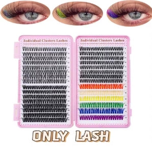 600 Pcs. Cluster extensions of colored eyelash books, mix of individual eyelashes of 9-16mm, DIY makeup tool at home