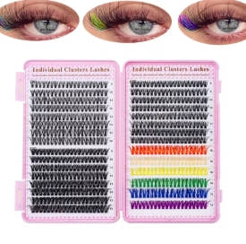 600 Pcs. Cluster extensions of colored eyelash books, mix of individual eyelashes of 9-16mm, DIY makeup tool at home