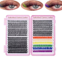 600 Pcs. Cluster extensions of colored eyelash books, mix of individual eyelashes of 9-16mm, DIY makeup tool at home