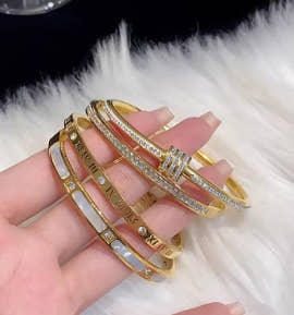 1 Golden Titanium Steel Bracelet, Fashion Classic Style, Stainless Steel Bracelet