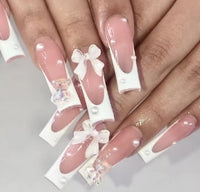 French Stereo Bear Bow Pearl Manicure Nail Pipe Stereo False Nails