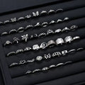 51 Pcs. Gothic Punk ring set for women and men, matching ring with butterfly, heart and snake design, daily use, Halloween jewelry gifts