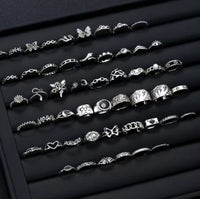 51 Pcs. Gothic Punk ring set for women and men, matching ring with butterfly, heart and snake design, daily use, Halloween jewelry gifts