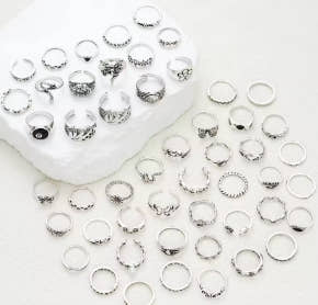 51 Pcs. Gothic Punk ring set for women and men, matching ring with butterfly, heart and snake design, daily use, Halloween jewelry gifts