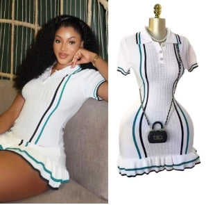 YuooMuoo-Short knit dress with ruffles for summer, Sexy mini dress with turtleneck, streetwear for party Dress