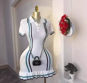 YuooMuoo-Short knit dress with ruffles for summer, Sexy mini dress with turtleneck, streetwear for party Dress