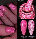 MEET ACROSS 7ml Pink Fluorescent Reflective Gel Nail Polish Glitter Neon Semi-Permanent UV LED Gel Nail Art