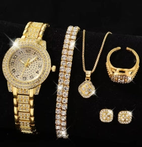 Luxury gold watch for Women, fashionable diamond quartz wristwatch for Women, set of elegant wristwatches for Women, Women's Watch
