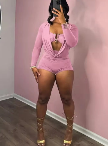 Weird Puss Sexy Women Swing Collar Romper+Metal buckle Bra Hipster Midnight Party Coquette New Spring Trend Workout Playsuits
