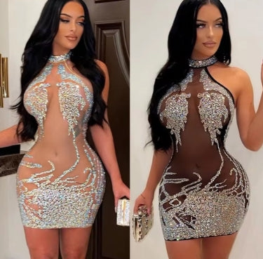 Sexy Summer Women Clothing Mesh Lace Embroidery Nightclub Ladies Dress